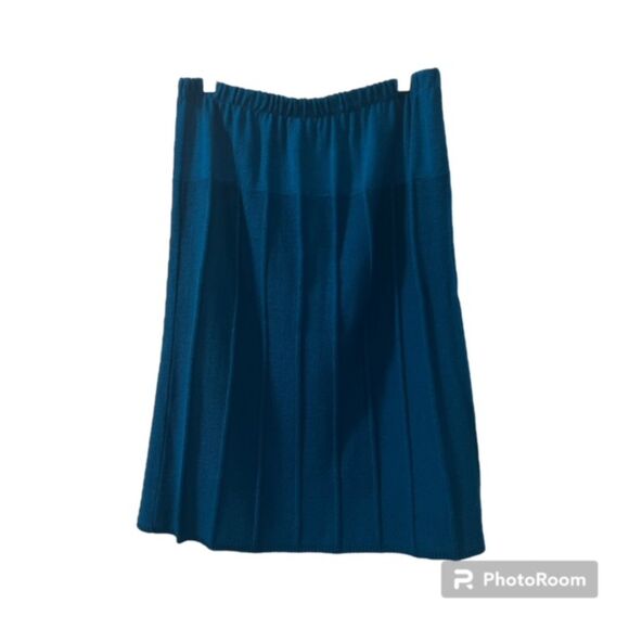 Womens Teal Elastic Waist Knee Length Acrylic Nylon Blend Knit Skirt Sz 16 USA - Picture 1 of 7